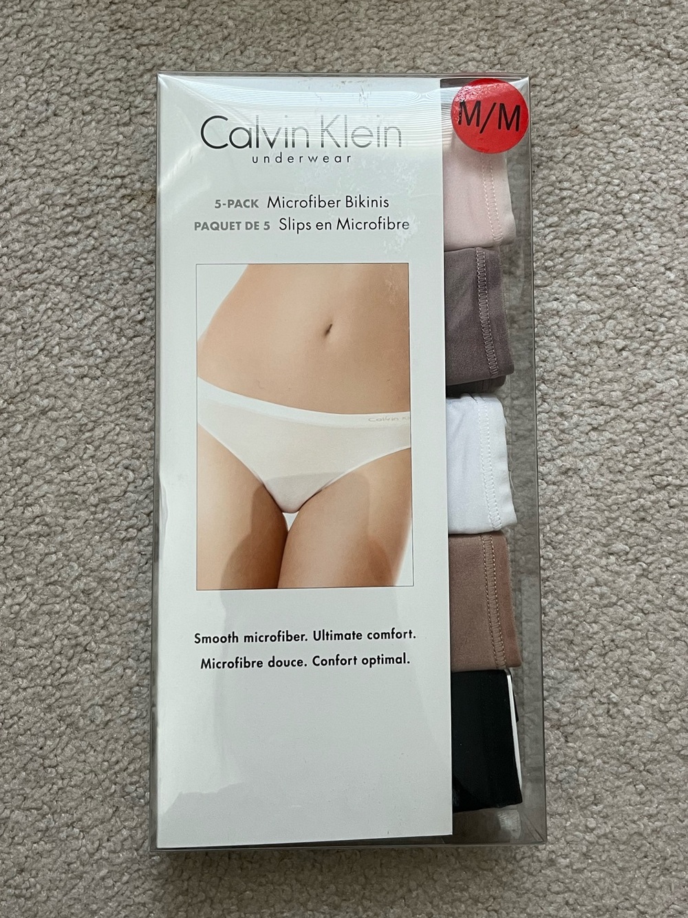 NWT Women’s Calvin Klein Microfiber Bikini Underwear 5-Pack Medium